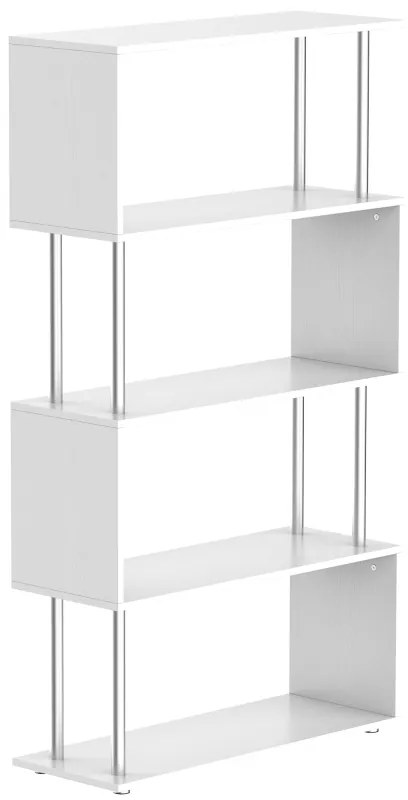 HOMCOM Estante moderna com 4 prateleiras em forma de S para escritório Estante de livros 145x80x30cm Branco | Aosom Portugal