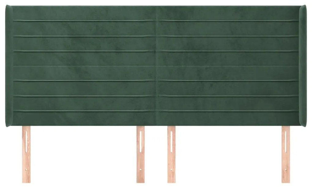 Cabeceira cama c/ abas veludo 203x16x118/128 cm verde-escuro