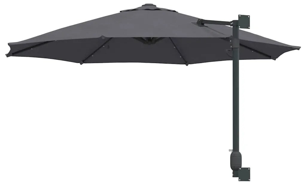 Parasol de Jardim Montado na Parede com LEDs Antracite, 248 cm