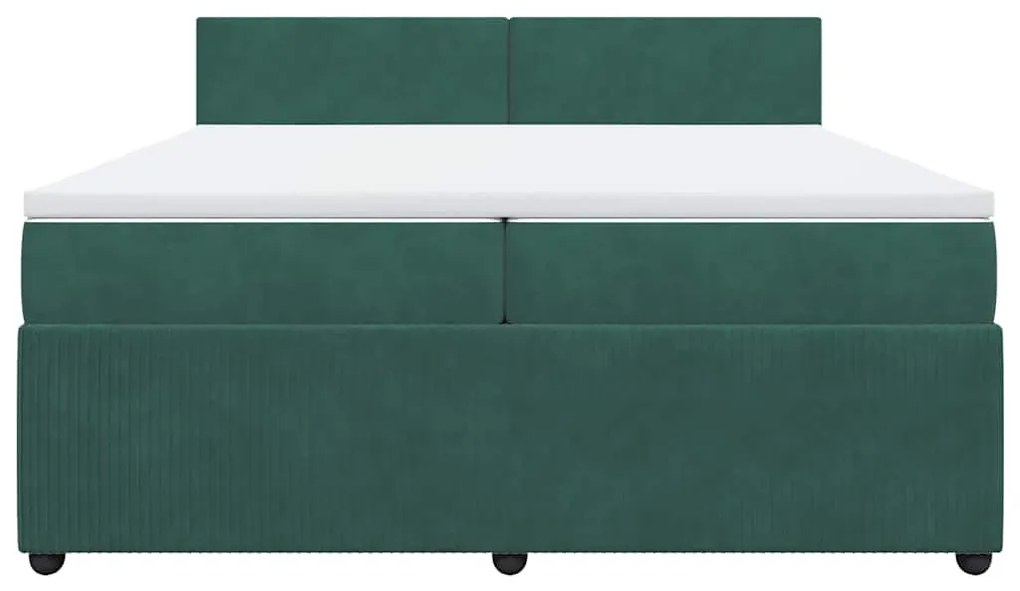Cama com molas/colchão 200x200 cm veludo verde-escuro