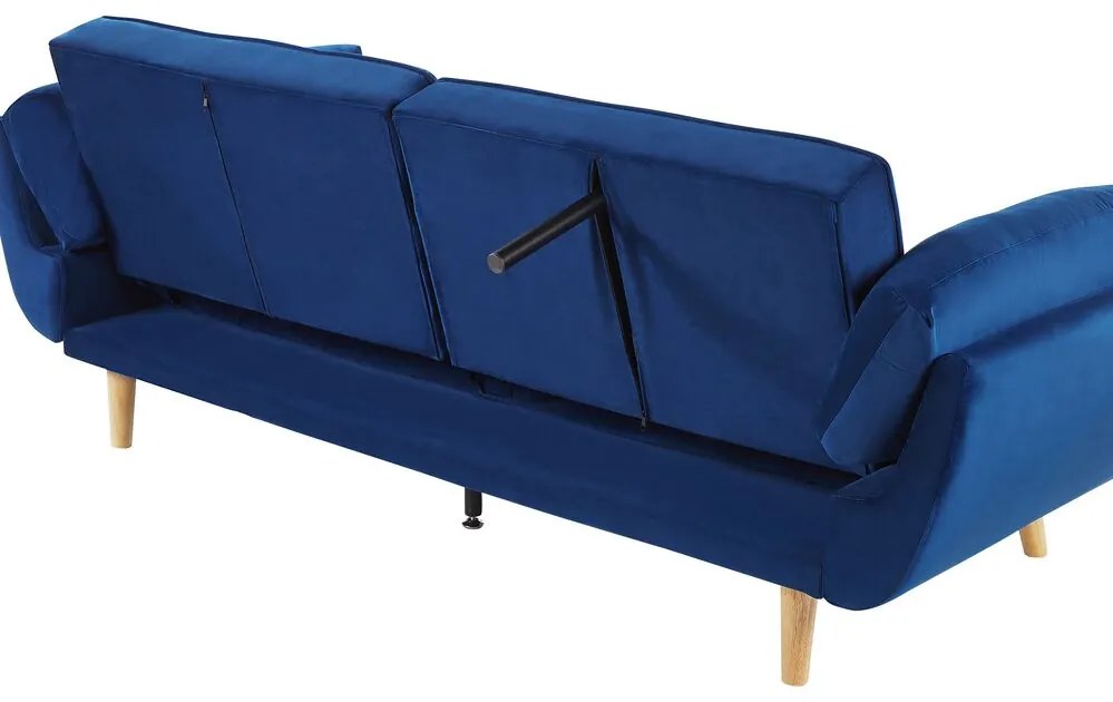 Sofá-cama em veludo azul marinho ASBY Beliani