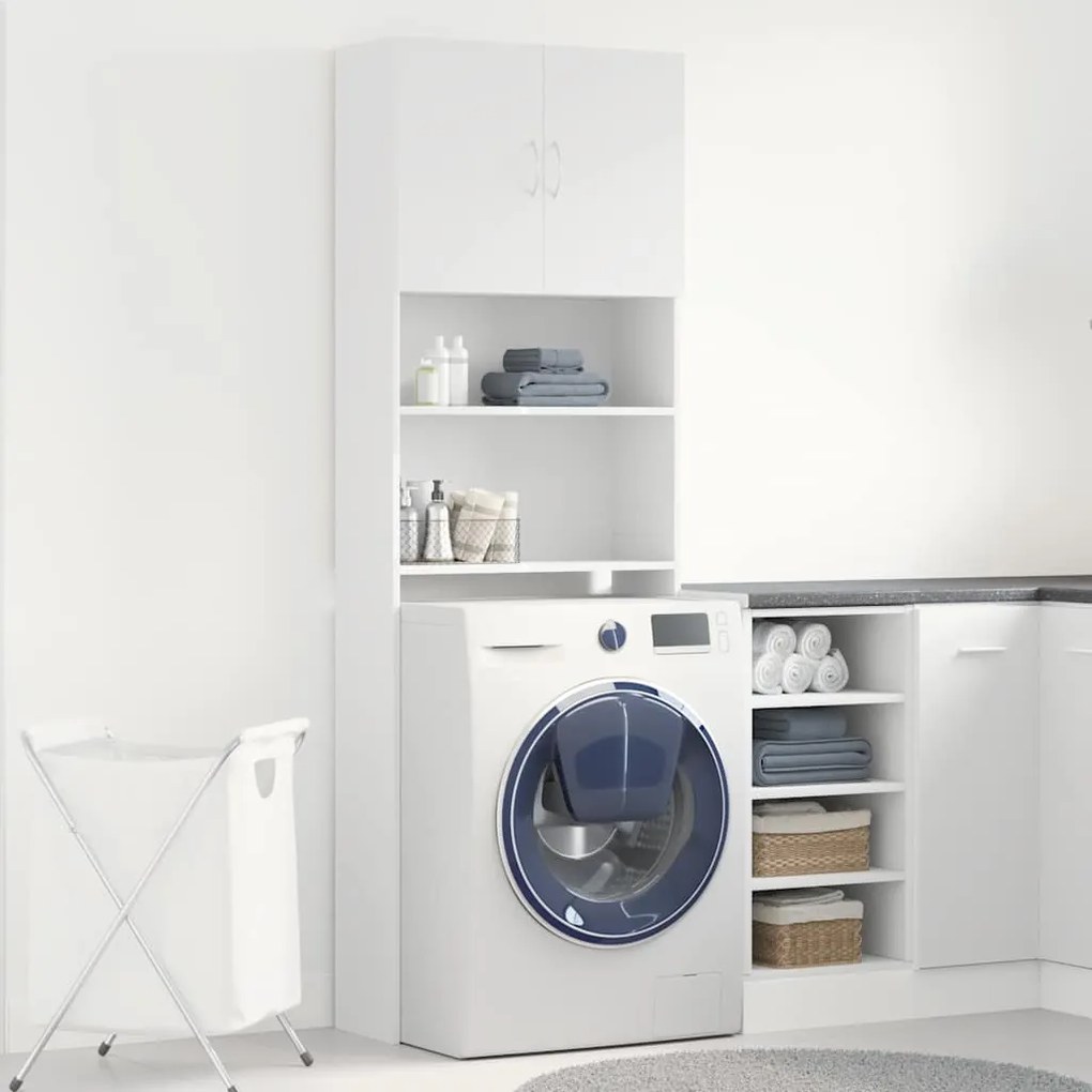 Armário sanita/máquina de lavar derivados madeira branco