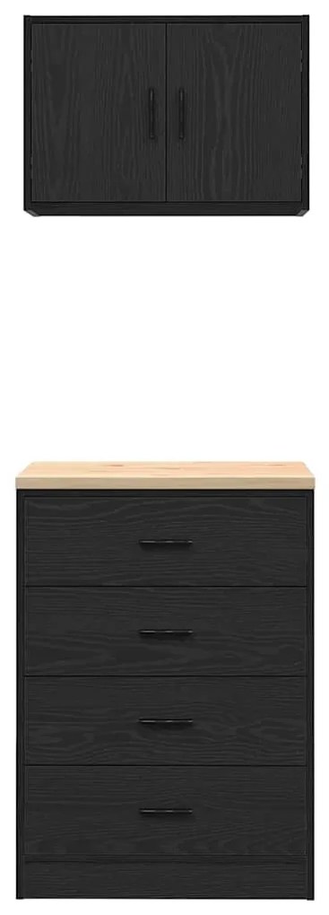 Armários de garagem 2 pcs derivados de madeira preto