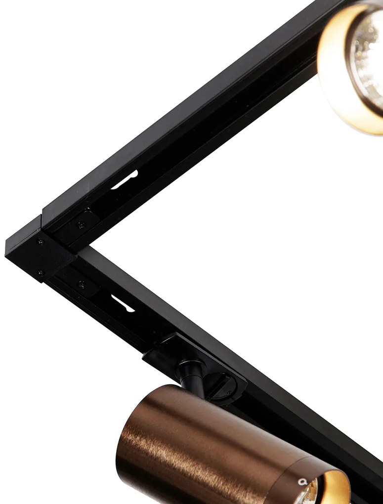 Sistema de iluminação de trilho moderno com 5 focos bronze escuro 1-fase GU10 70mm - Iconic Jeana Luxe