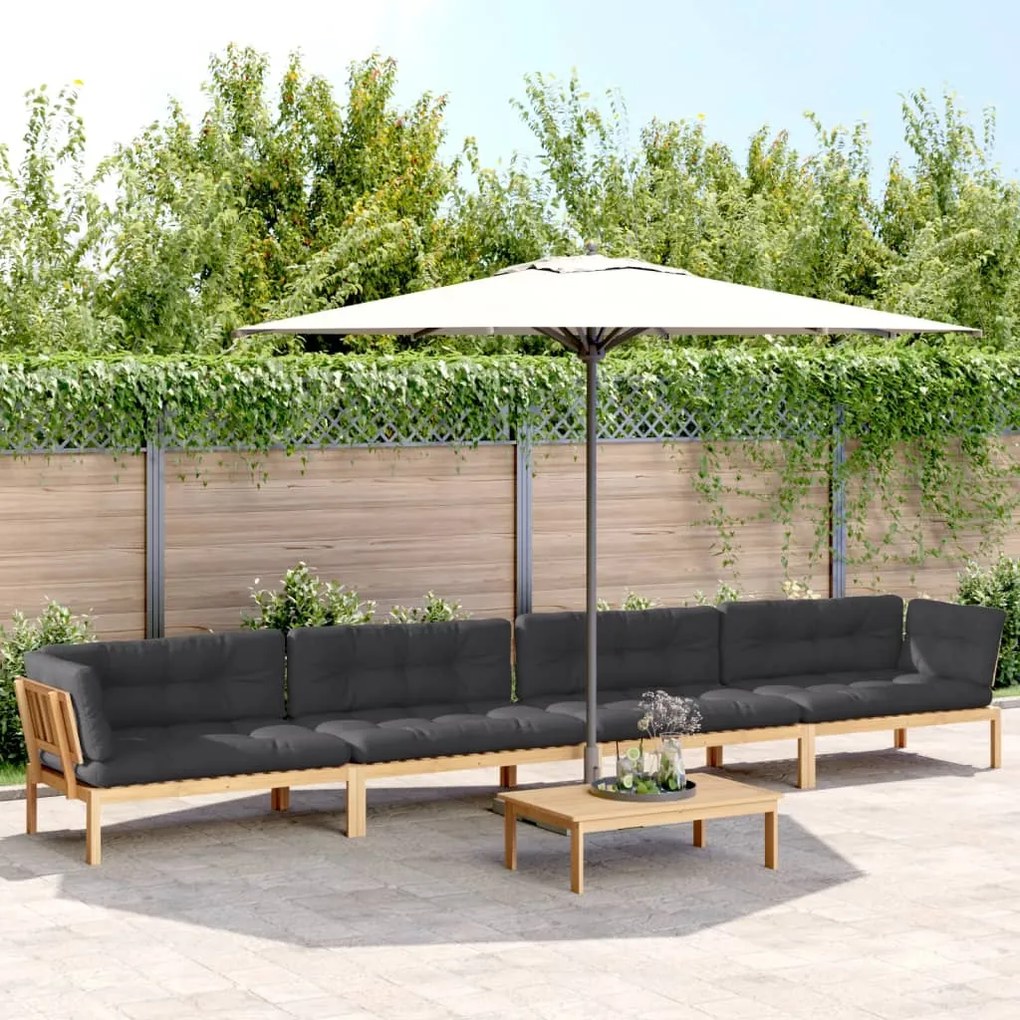 vidaXL 5 pcs móveis de paletes p/ jardim com almofadões acácia maciça