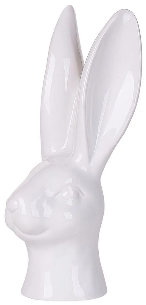 Figura decorativa com forma de coelho cerâmico branco 26 cm GUERANDE Beliani