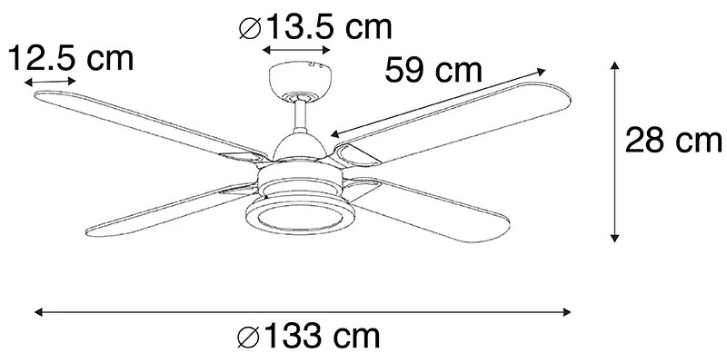 LED Ventilador de teto preto com controle remoto - Fanattic Moderno