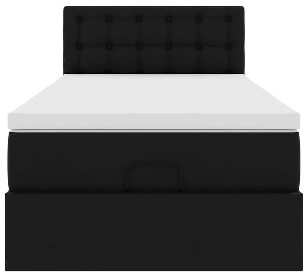 Estrutura de cama otomana com colchão 100x200 cm preta