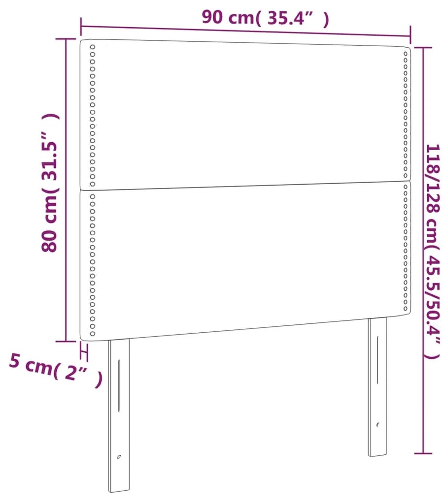 Cabeceira de cama 2 pcs couro artificial 90x5x78/88 cm branco