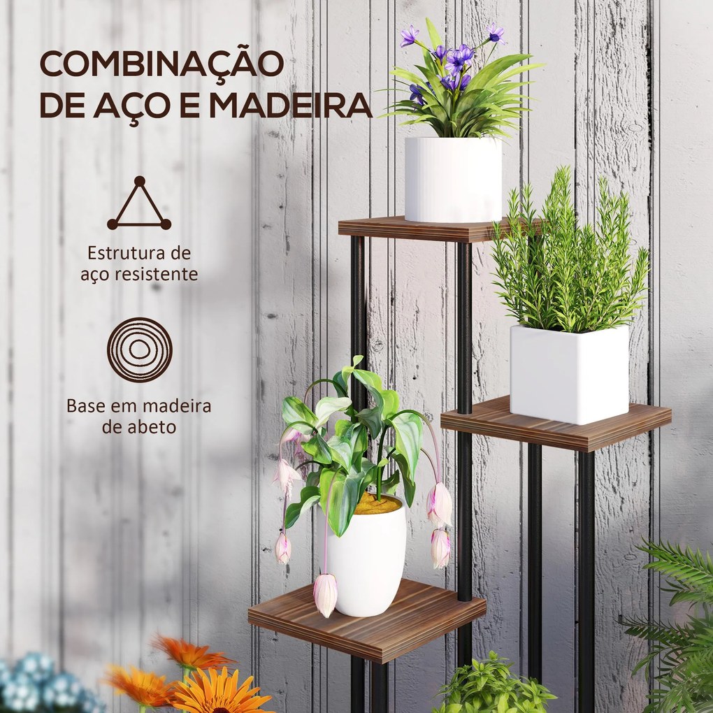 Suporte para Plantas de 5 Níveis Suporte para Vasos de Flores de Madei