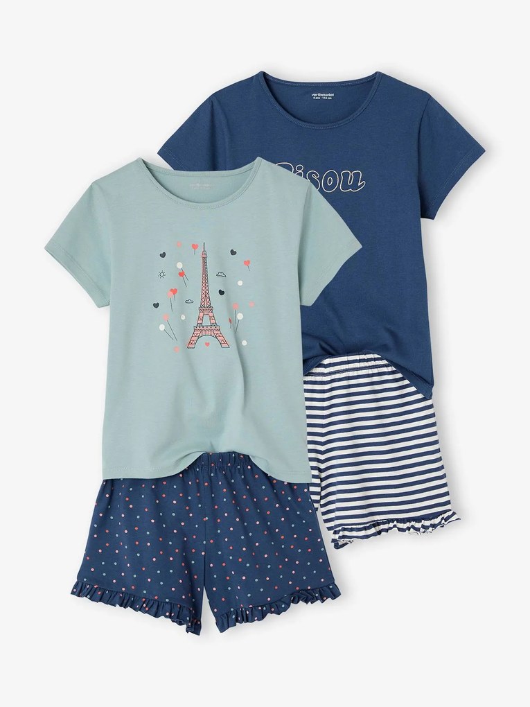 Lote de 2 pijamas BASICS, para menina marinho