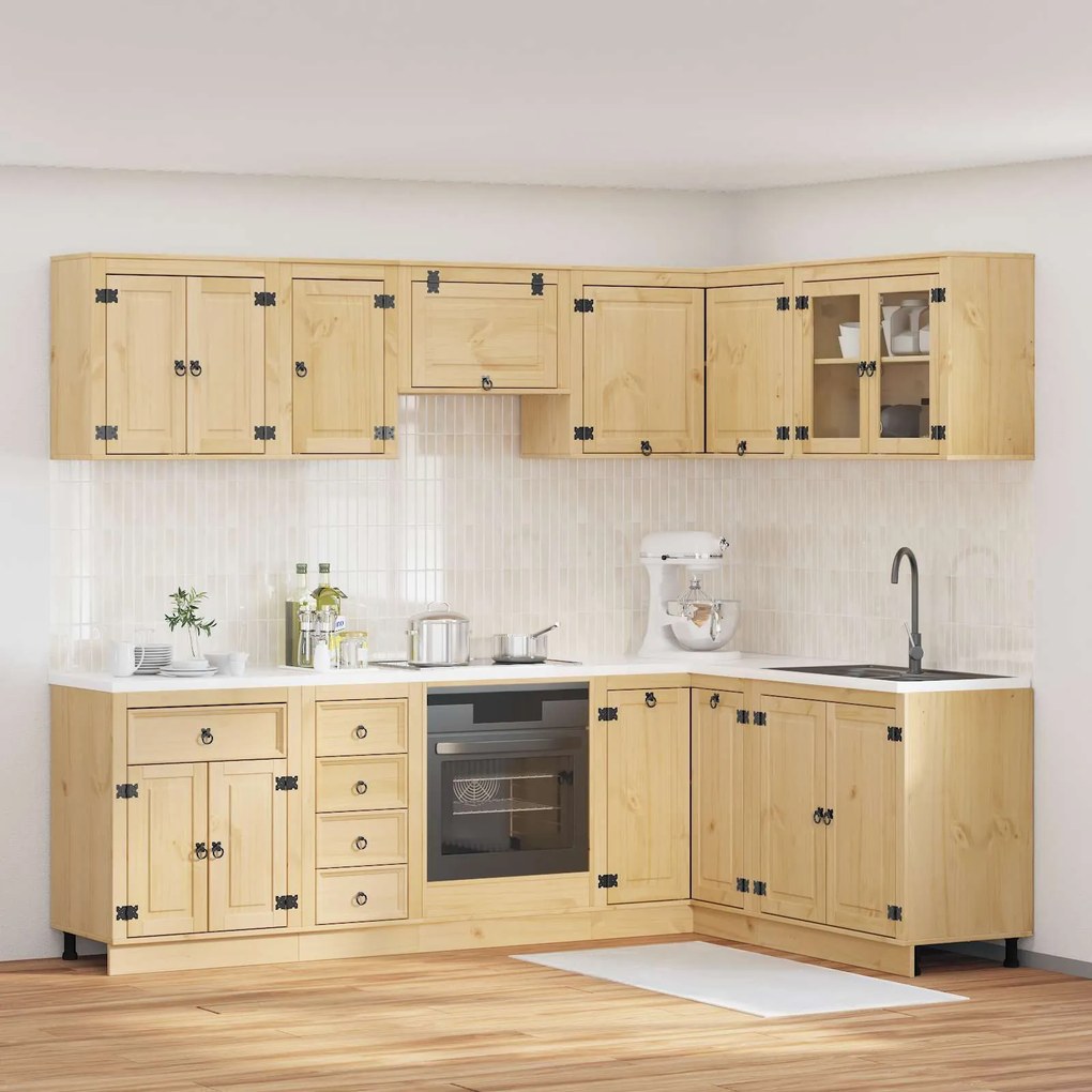 vidaXL Armário com gaveta 10 pcs Mel Madeira de Pinheiro Sólida