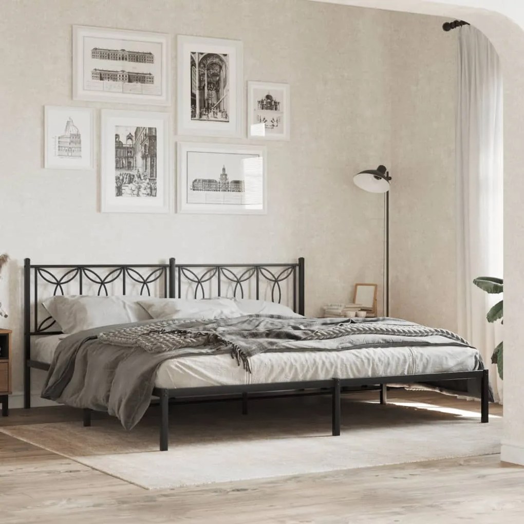 vidaXL Estrutura de cama com cabeceira 193x203 cm metal preto