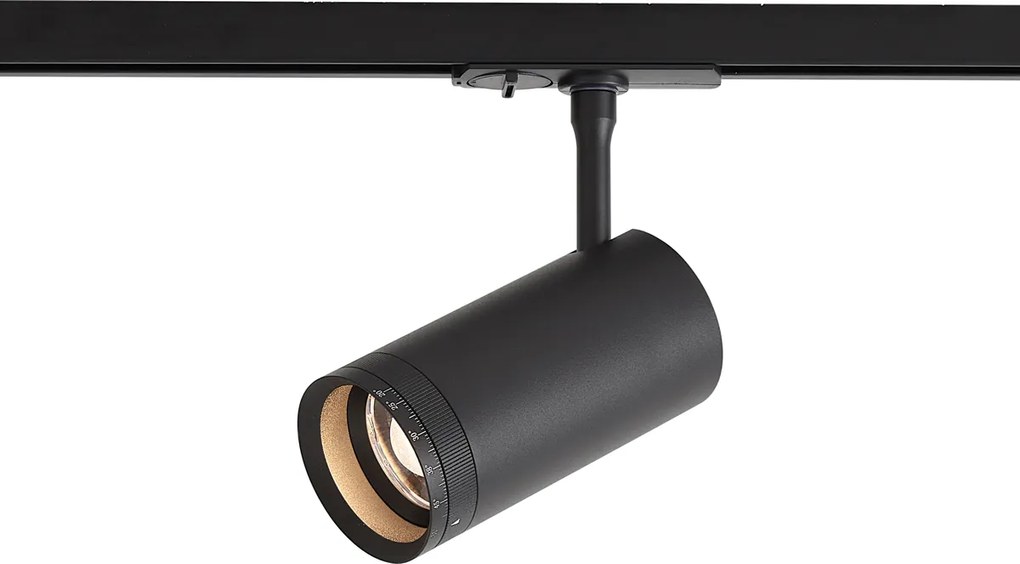 Foco moderno preto para sistema de calha monofásico com LED giratório e inclinável - Iconic Zoom