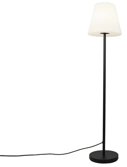 Candeeiro de pé exterior preto com abajur branco 35 cm IP65 - Virginia