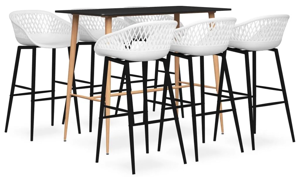 vidaXL 7 pcs conjunto de bar preto e branco
