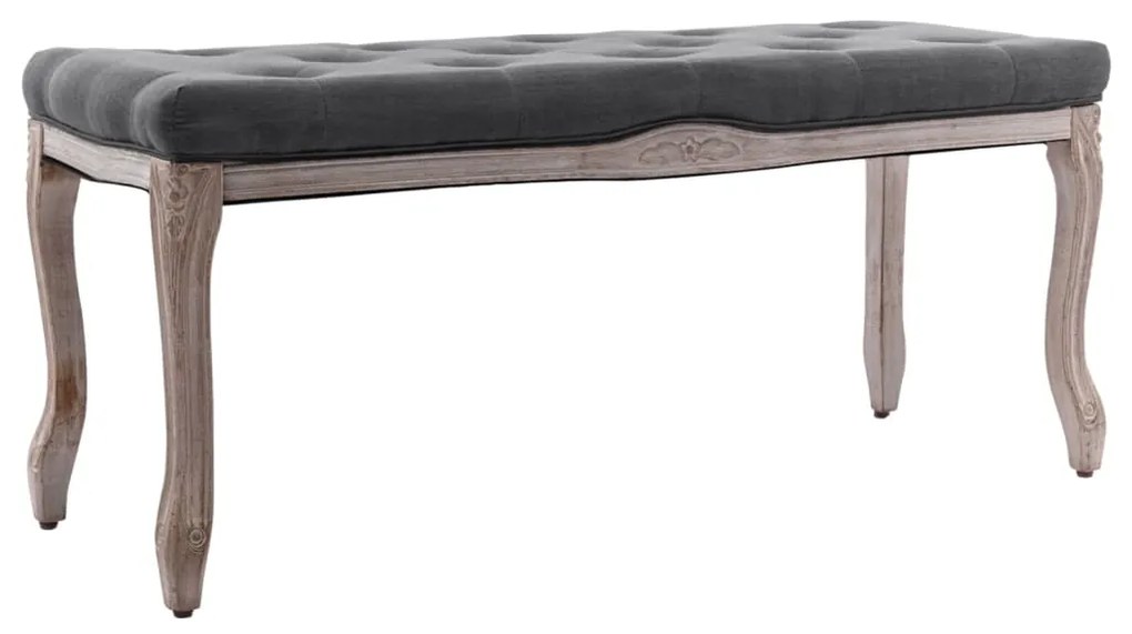 245360 vidaXL Banco em linho e madeira maciça 110x38x48 cm cinzento-escuro
