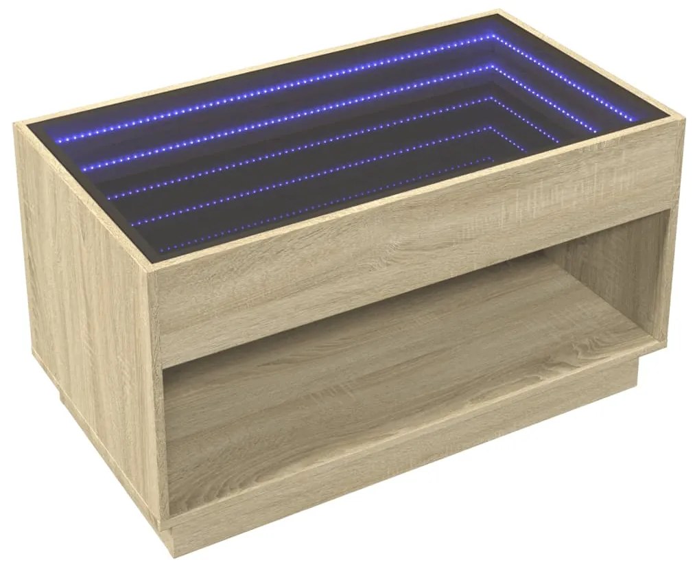 Mesa de centro luzes LED Infinity 90x50x50 cm carvalho sonoma