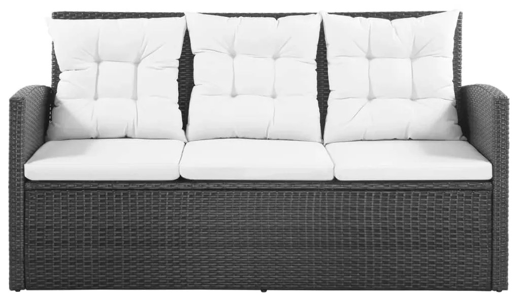 5 pcs conjunto lounge de jardim c/ almofadões vime PE preto