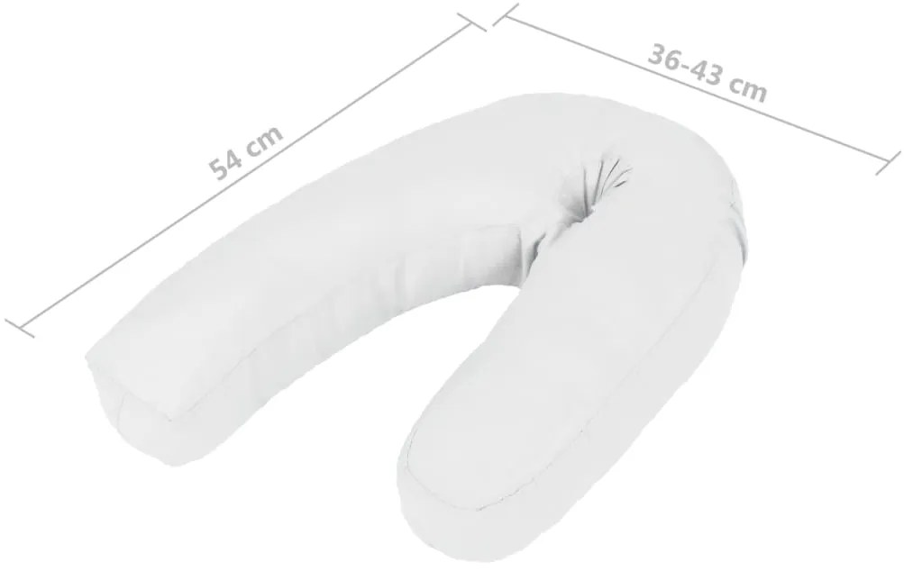 Almofada de gravidez em forma de J 54x(36-43) cm branco