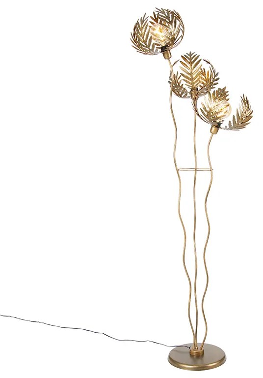 Candeeiro de Pé Vintage Dourado 182cm 3 Luzes - Botanica Retro