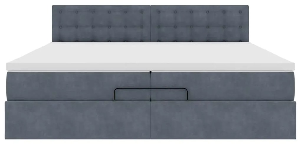 Estrutura de cama otomana com colchão 200x200cm cinzento escuro