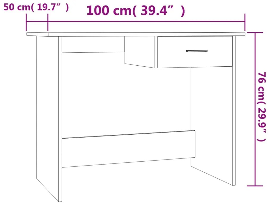 Secretária 100x50x76 cm contraplacado cinzento cimento