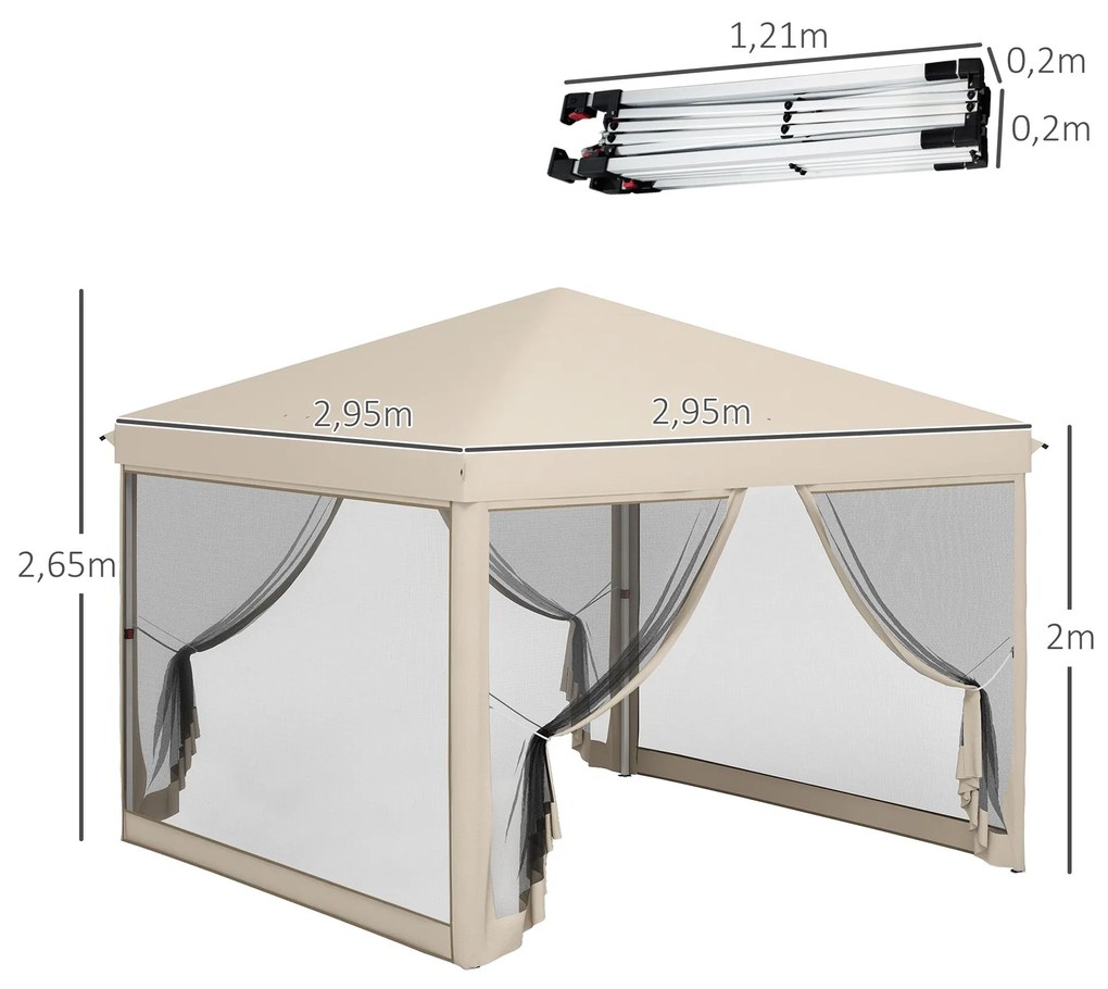 Outsunny Tenda Dobrável 3x3 para Exterior Tenda Portátil de Jardim com