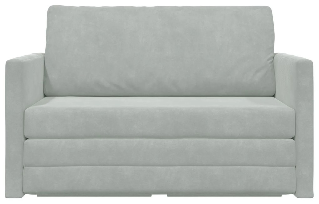 Sofá Cama de Chão 2-em-1 Cinza Claro 124x204x61 cm Veludo