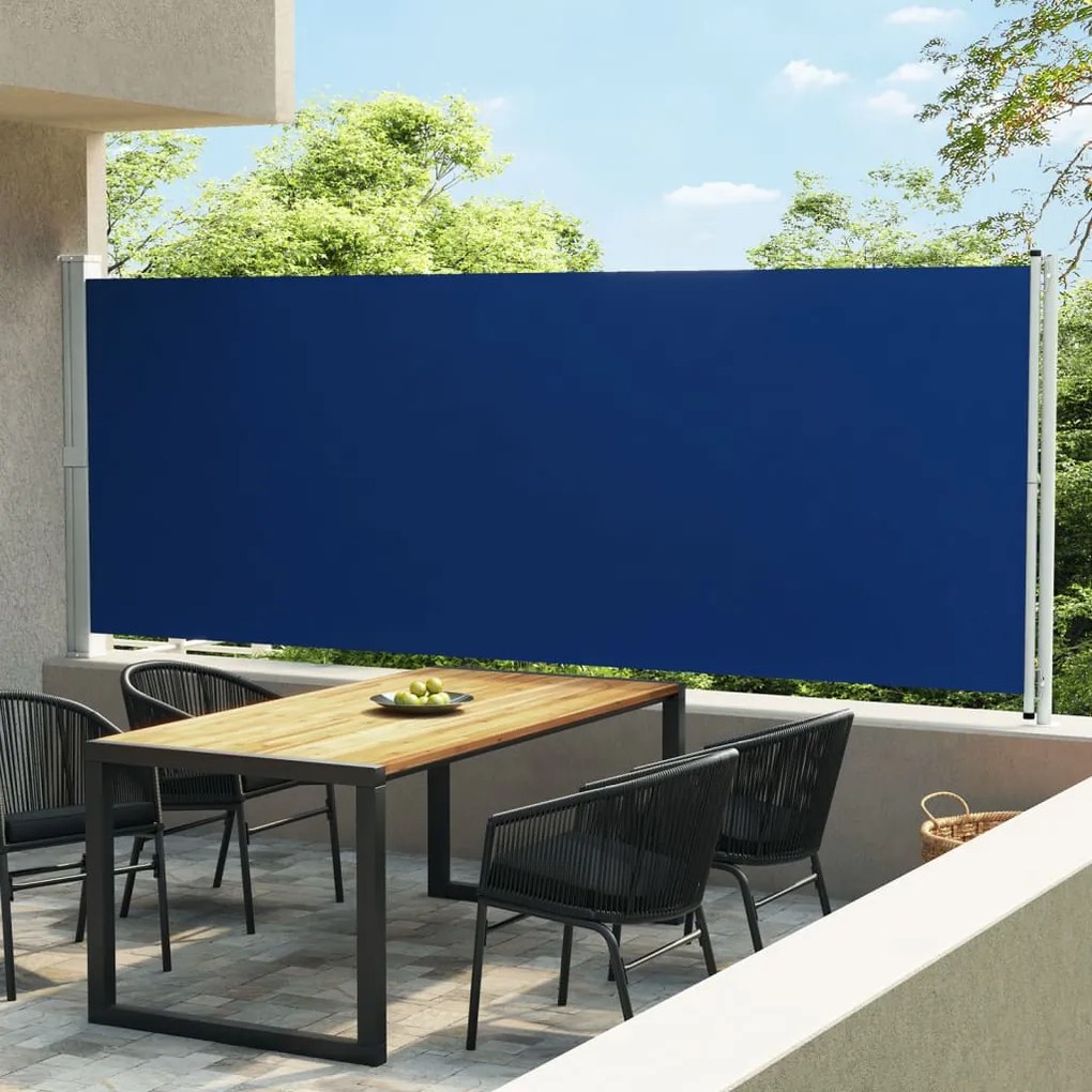 vidaXL Toldo lateral retrátil para pátio 600x170 cm azul