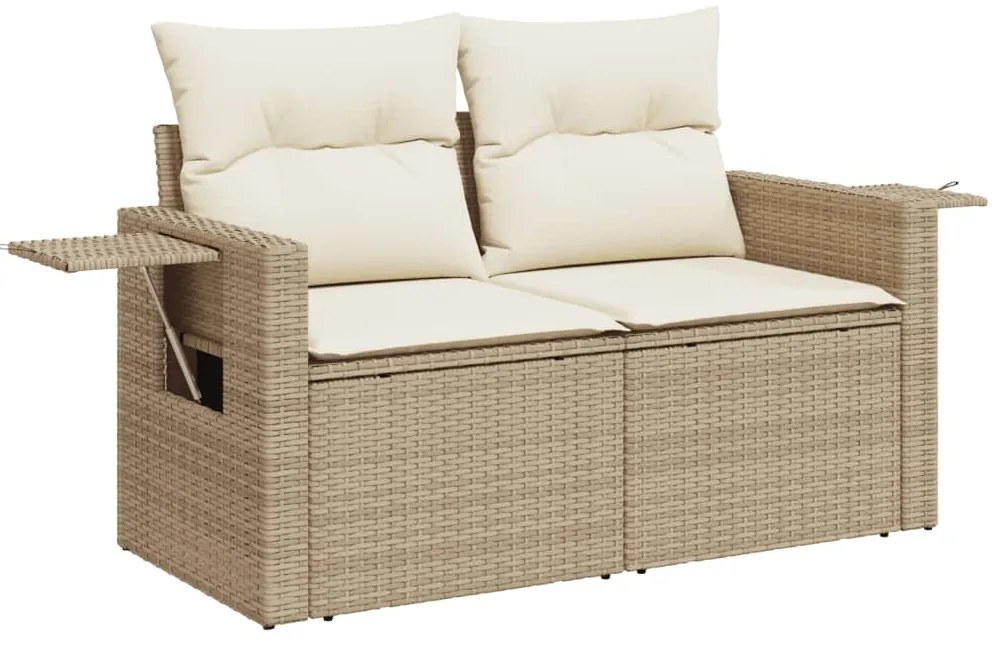 8 pcs conjunto de sofás p/ jardim com almofadões vime PE bege