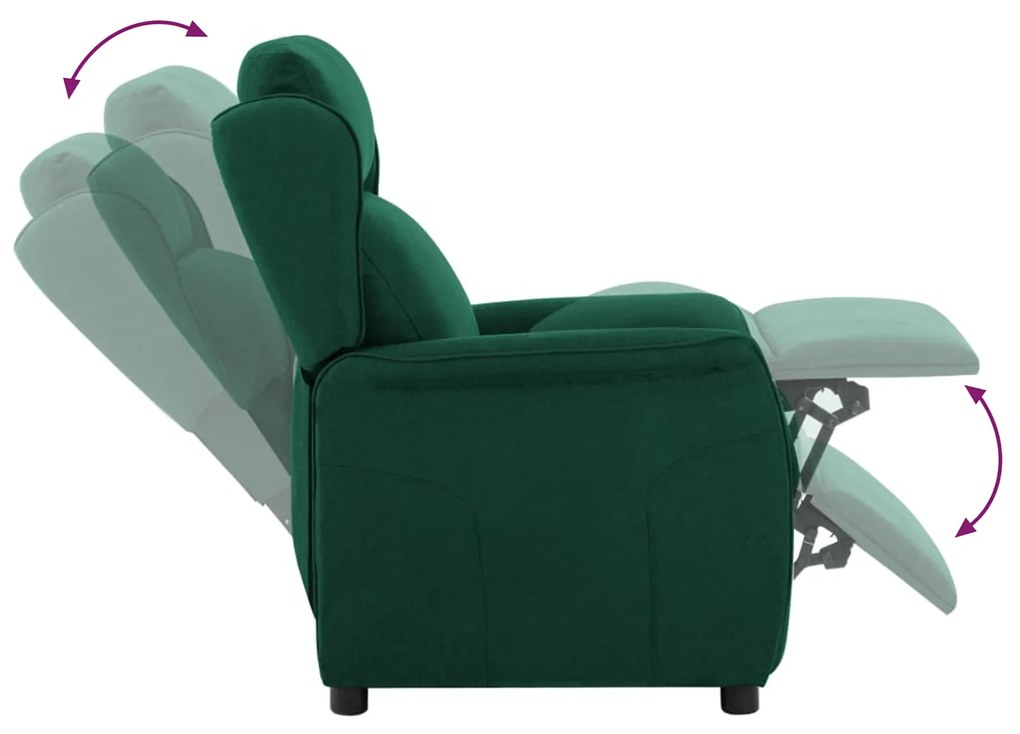 Cadeira Recliner Verde Escuro em Tecido