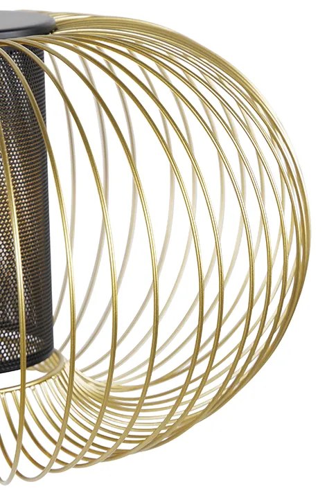 Candeeiro de suspensão design dourado com preto 50 cm - Marnie Design
