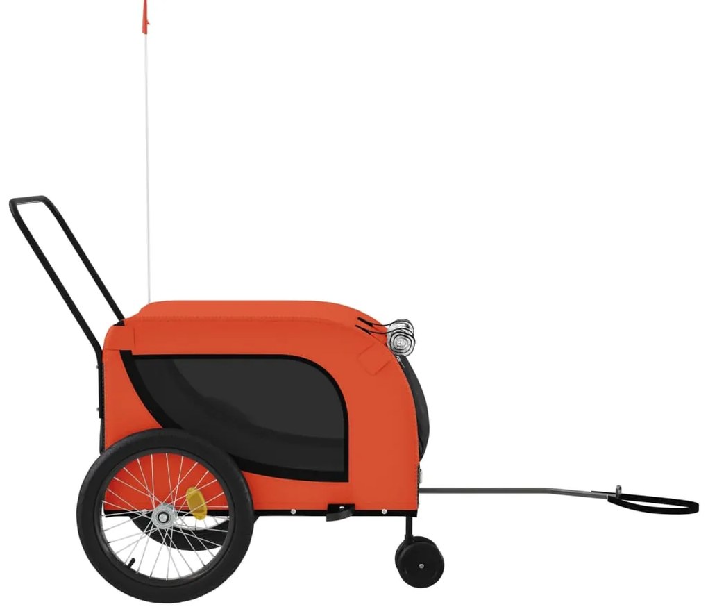 Reboque bicicleta p/ animais tecido oxford/ferro laranja/preto