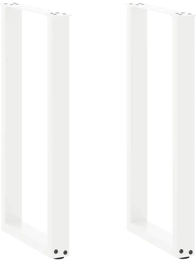 vidaXL Pés de mesa de console em forma de U, 2 peças, branco, 28x(72-73) cm, aço