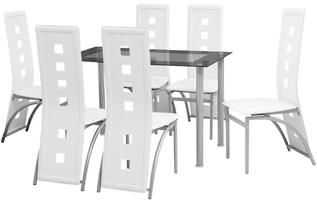 vidaXL Conjunto de jantar 7 pcs branco