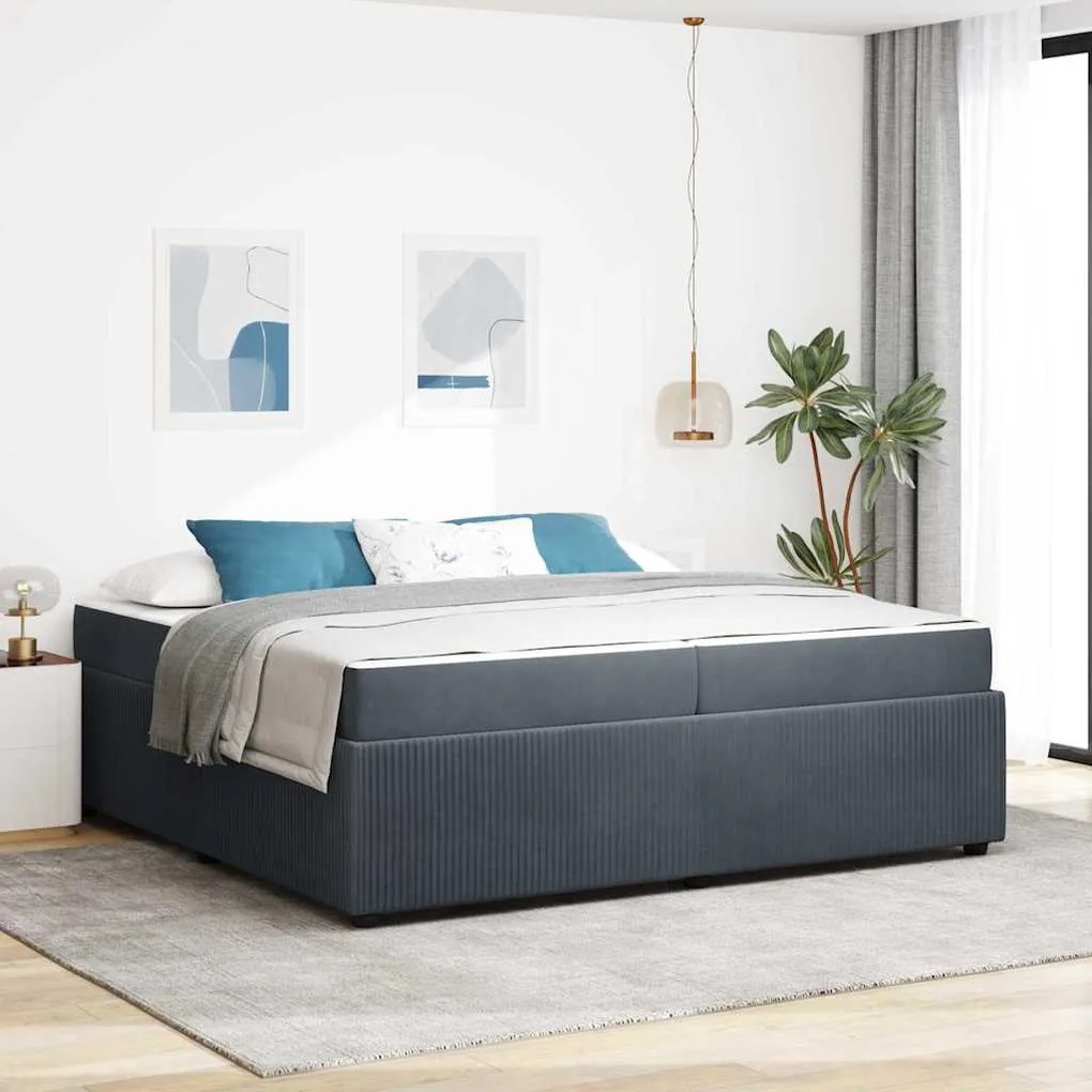 vidaXL Estrutura da Cama com colchão Cinza Escuro 200 x 200 cm tecido