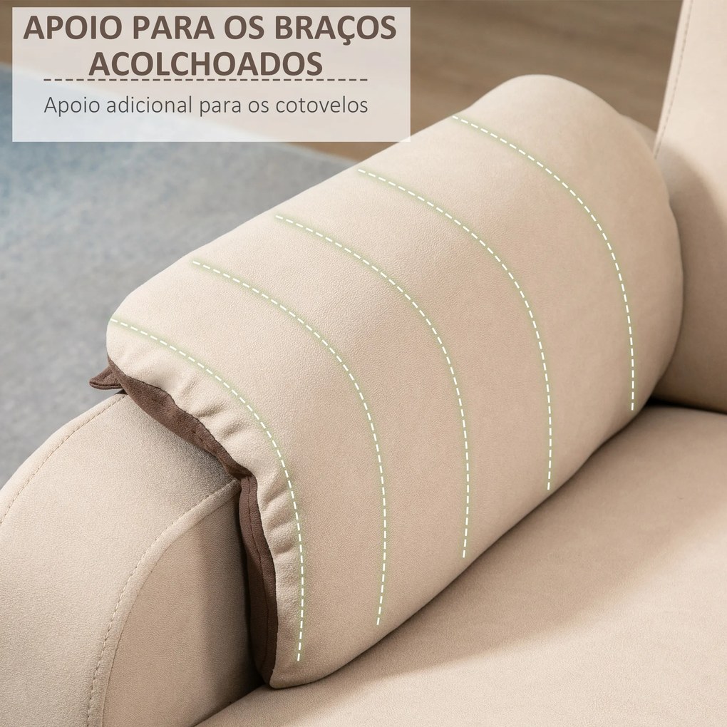 HOMCOM Poltrona Relax Reclinável até 145° Estofada em Poliéster com Apoio para os Pés Retrátil Carga Máxima 120kg para Sala de Estar Escritório Dormitório 75x89x105cm Marrom e Bege