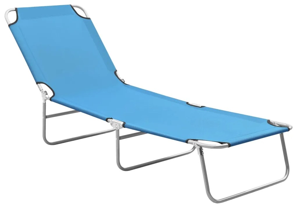 310329 vidaXL Espreguiçadeira dobrável aço e tecido azul turquesa