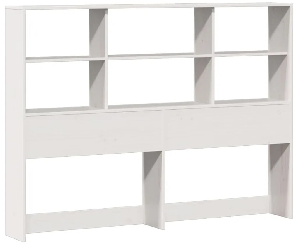 Cama com estante sem colchão 140x190 cm pinho maciço branco
