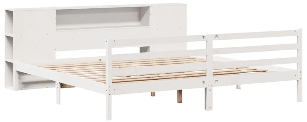 Cama com estante sem colchão 200x200 cm pinho maciço branco