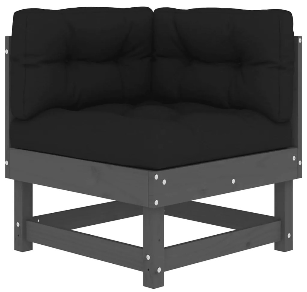 4 pcs conjunto lounge jardim c/ almofadões madeira maciça cinza