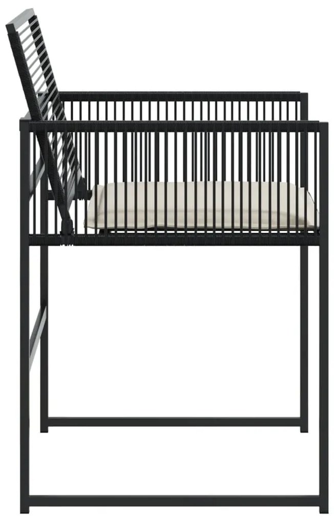 Cadeiras de jardim com almofadões 4 pcs vime PE preto