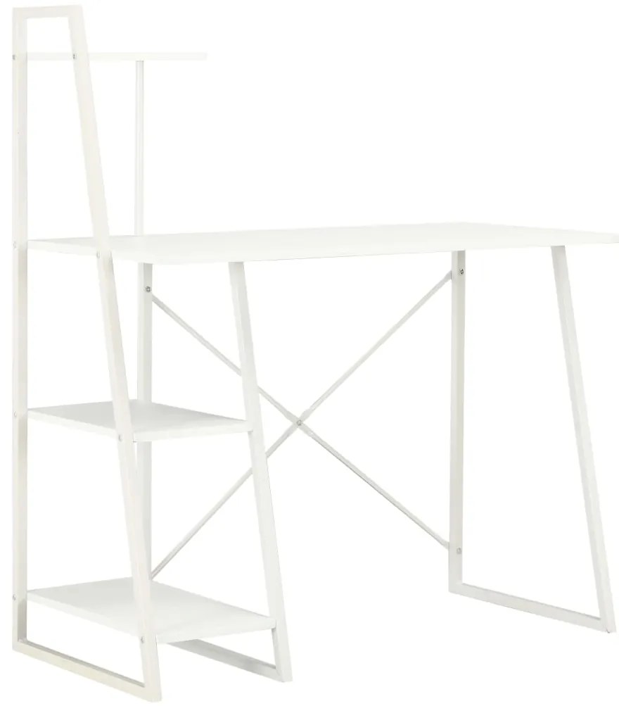 Secretária com unidade de prateleiras 102x50x117 cm branco