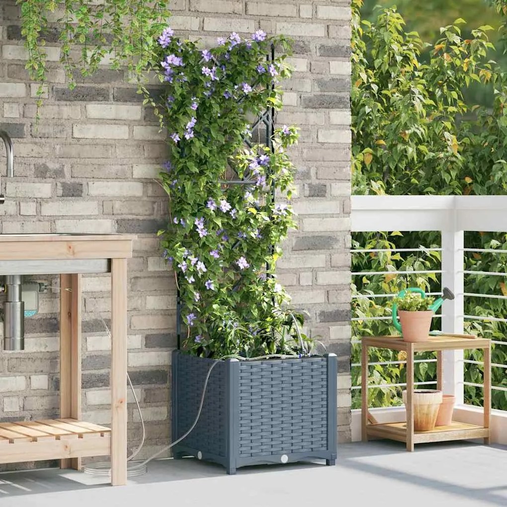 vidaXL Jardineiras de Jardim 1 pc Cinzento-claro 40 x 40 x 142 cm
