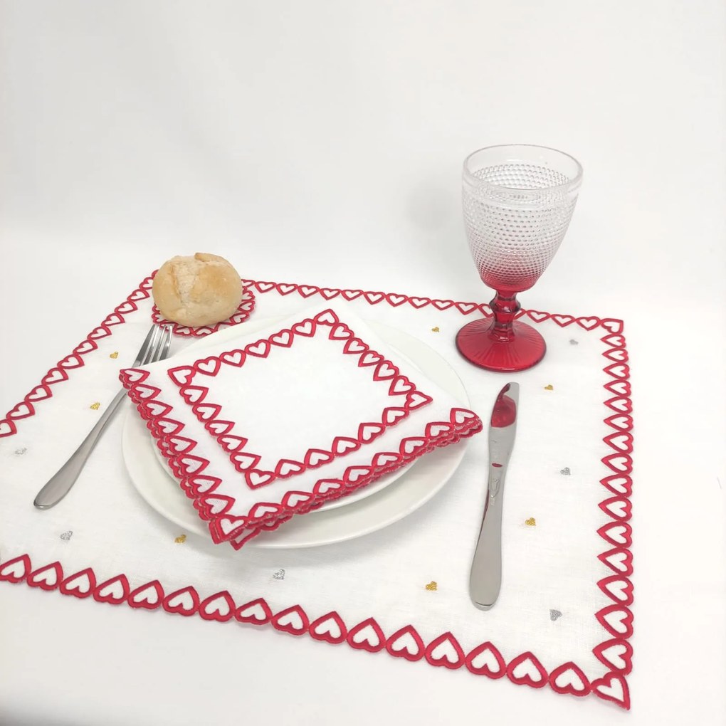 Individual/Guardanapo Toque de Amor Linho JOL