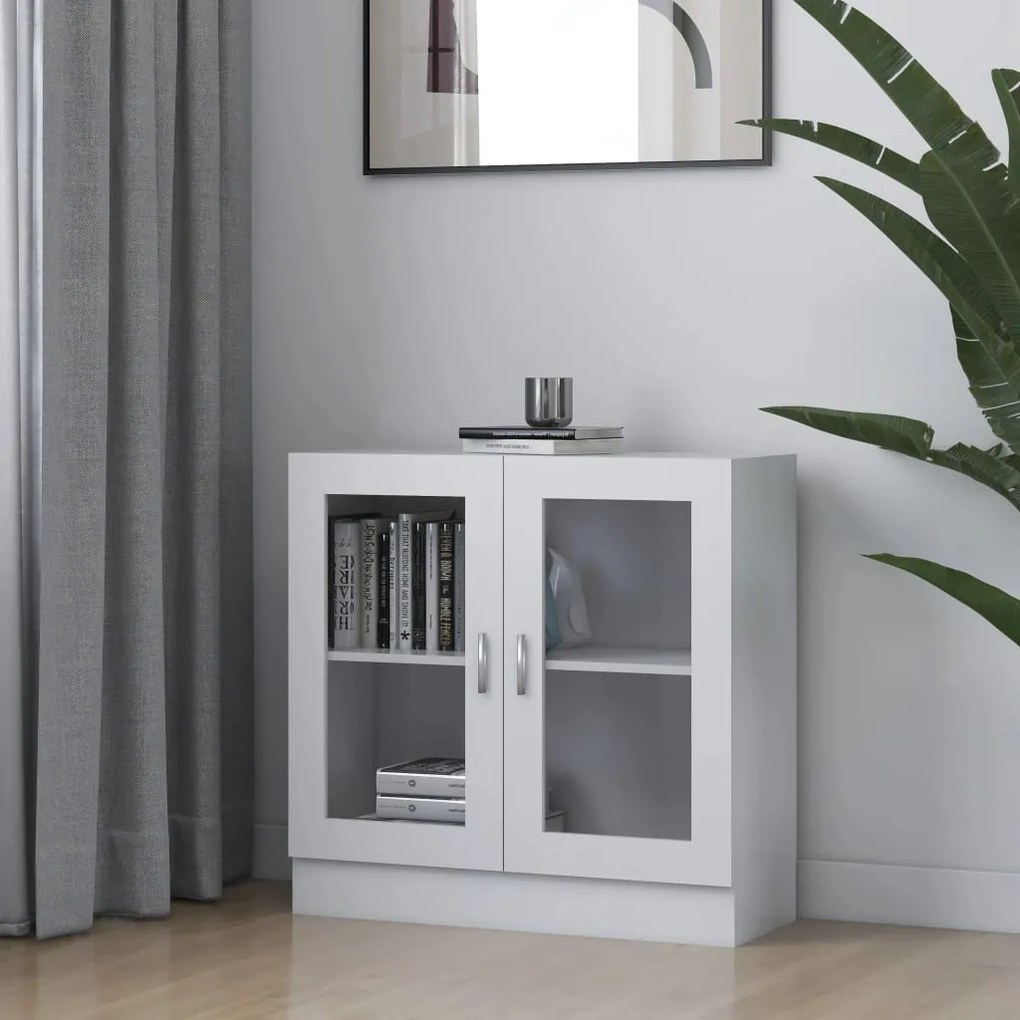 vidaXL Armário vitrine 82,5x30,5x80 cm derivados de madeira branco