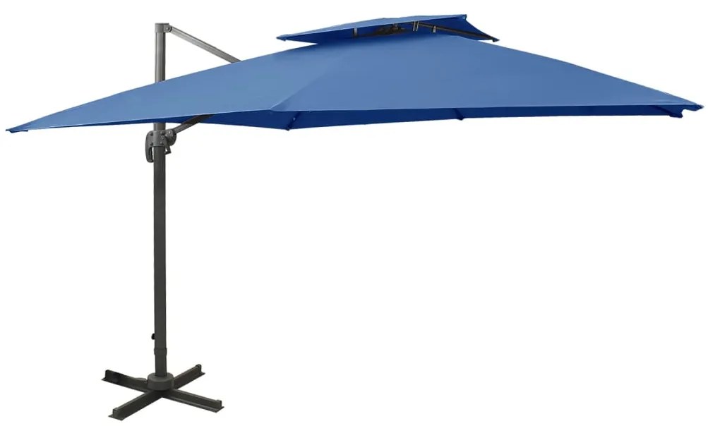 Guarda-sol jardim cantilever toldo duplo 300x300 cm azul-ciano