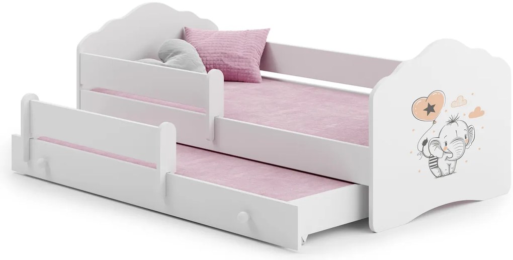 Cama infantil dupla elefante Wave branca 160x80 - colchão e estrado incluído