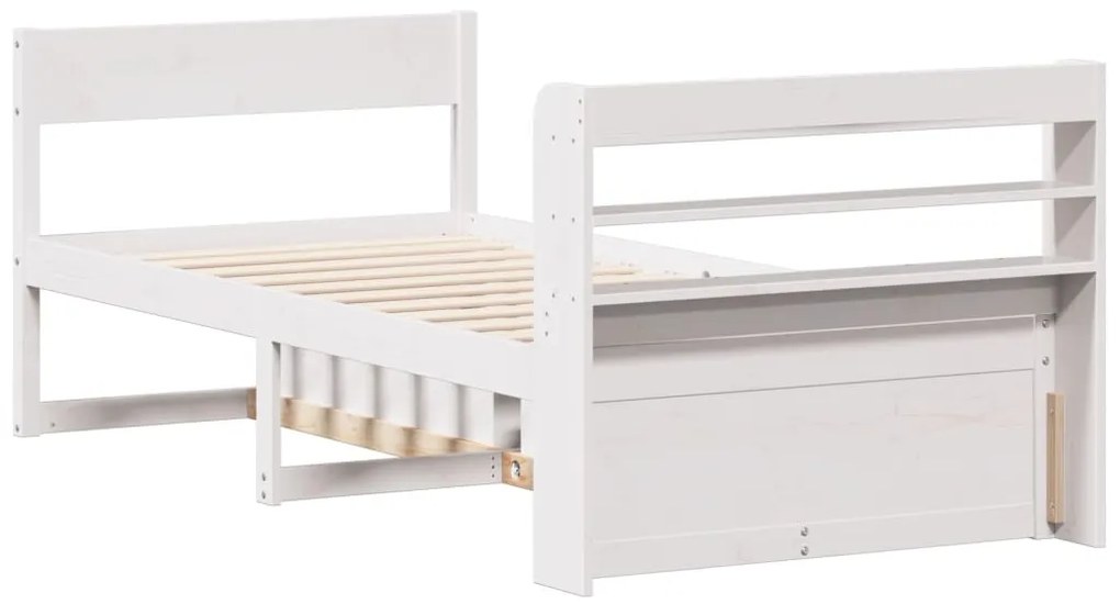 Cama sem colchão 75x190 cm madeira de pinho maciça branco